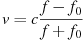 v = c\frac{f - f_0 }{f + f_0 }